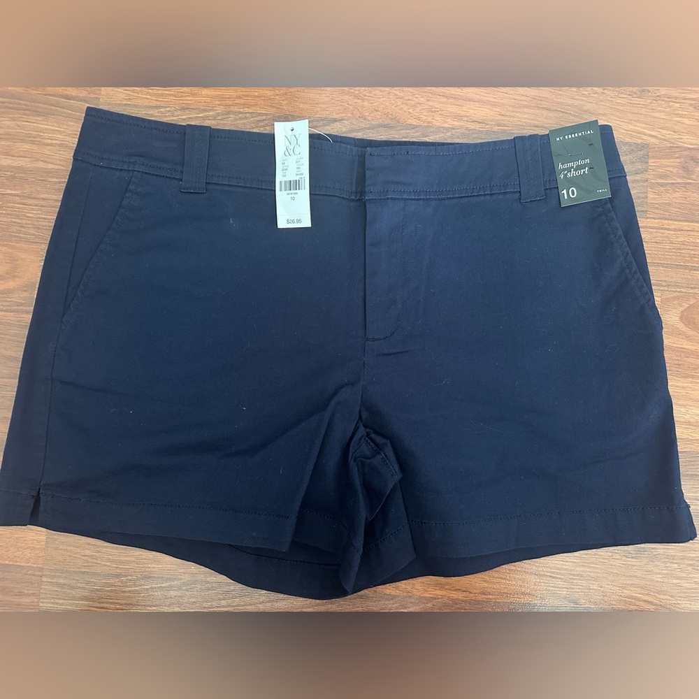 New York & Company Blue Bermuda Shorts Tailored Fit